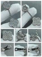 [Eternal Jewelry]CLOVER 2 MOTIFS DIAMOND PAVED SILVER EARRINGS - 图片 4