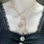 [Eternal Jewelry]CLOVER 6 MOTIF DIAMOND PAVED NECKLACE