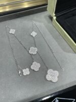 [Eternal Jewelry]CLOVER 6 MOTIF DIAMOND PAVED NECKLACE - 图片 4
