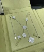 [Eternal Jewelry]CLOVER 6 MOTIF DIAMOND PAVED NECKLACE - 图片 6