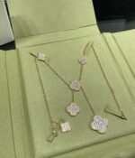 [Eternal Jewelry]CLOVER 6 MOTIF DIAMOND PAVED NECKLACE - 图片 7