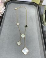 [Eternal Jewelry]CLOVER 6 MOTIF MOP ONYX GOLD NECKLACE - 图片 4