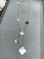 [Eternal Jewelry]CLOVER 6 MOTIF MOP ONYX GOLD NECKLACE - 图片 5