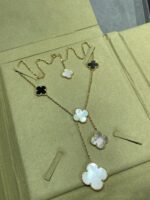 [Eternal Jewelry]CLOVER 6 MOTIF MOP ONYX GOLD NECKLACE - 图片 7