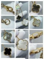 [Eternal Jewelry]CLOVER 6 MOTIF MOP ONYX GOLD NECKLACE - 图片 9