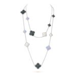 [Eternal Jewelry]CLOVER 16 MOTIF CHALCEDONY MOP SILVER NECKLACE