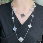 [Eternal Jewelry]CLOVER 16 MOTIF CHALCEDONY MOP SILVER NECKLACE - 图片 2