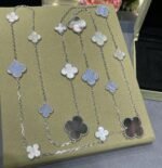 [Eternal Jewelry]CLOVER 16 MOTIF CHALCEDONY MOP SILVER NECKLACE - 图片 3