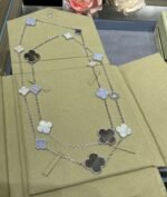 [Eternal Jewelry]CLOVER 16 MOTIF CHALCEDONY MOP SILVER NECKLACE - 图片 4