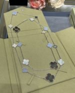 [Eternal Jewelry]CLOVER 16 MOTIF CHALCEDONY MOP SILVER NECKLACE - 图片 6