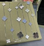[Eternal Jewelry]CLOVER 16 MOTIF CHALCEDONY MOP SILVER NECKLACE - 图片 7