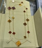 [Eternal Jewelry]CLOVER 16 MOTIF CARNELIAN TIGER EYE ROSE GOLD NECKLACE - 图片 4