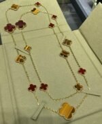 [Eternal Jewelry]CLOVER 16 MOTIF CARNELIAN TIGER EYE ROSE GOLD NECKLACE - 图片 5