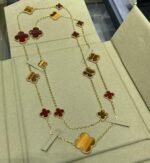 [Eternal Jewelry]CLOVER 16 MOTIF CARNELIAN TIGER EYE ROSE GOLD NECKLACE - 图片 6