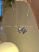 [Eternal Jewelry]PERLEE DOUBLE PENDANT SILVER DIAMOND NECKLACE - 图片 5