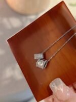 [Eternal Jewelry]PERLEE DOUBLE PENDANT SILVER DIAMOND NECKLACE - 图片 4