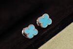[Eternal Jewelry]CLOVER MINI TURQUOISE SILVER STUD EARRINGS - 图片 2
