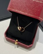 [Eternal Jewelry]LOVE NECKLACE DOUBLE RING PINK GOLD - 图片 6