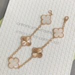 [Eternal Jewelry]CLOVER BRACELET 5 MOTIF WHITE MOP PINK GOLD - 图片 5