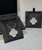 [Eternal Jewelry]CLOVER 25MM LARGE PENDANT DIAMOND PAVED SILVER NECKLACE - 图片 5