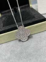 [Eternal Jewelry]CLOVER 25MM LARGE PENDANT DIAMOND PAVED SILVER NECKLACE - 图片 6