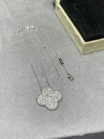 [Eternal Jewelry]CLOVER 25MM LARGE PENDANT DIAMOND PAVED SILVER NECKLACE - 图片 8