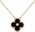 [Eternal Jewelry]CLOVER 15MM DIAMOND ONYX NECKLACE