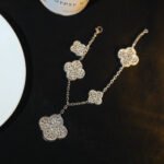 [Eternal Jewelry]CLOVER BRACELET 5 MOTIF SILVER DIAMOND PAVED - 图片 3