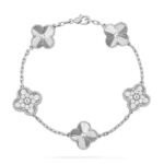 [Eternal Jewelry]CLOVER 5 MOTIF SILVER DIAMOND BRACELET