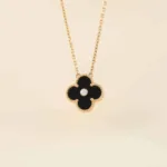 [Eternal Jewelry]CLOVER 15MM DIAMOND ONYX NECKLACE - 图片 6