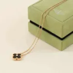 [Eternal Jewelry]CLOVER 15MM DIAMOND ONYX NECKLACE - 图片 2