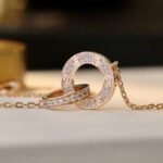 [Eternal Jewelry]LOVE 7.6MM NECKLACE ROSE GOLD AND SILVER  FULL DIAMOND - 图片 4