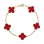 [Eternal Jewelry]CLOVER 5 MOTIFS RED AGATE  BRACELET - 图片 2