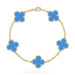 [Eternal Jewelry]CLOVER 5 MOTIFS BLUE AGATE BRACELET