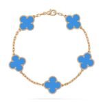 [Eternal Jewelry]CLOVER 5 MOTIFS BLUE AGATE BRACELET - 图片 2