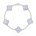 [Eternal Jewelry]CLOVER  5 MOTIF PURPLE CHALCEDONY BRACELET SILVER