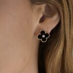 [Eternal Jewelry]CLOVER MEDIUM 1 MOTIFS ONYX DIAMOND EARRINGS - 图片 2