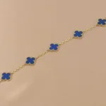 [Eternal Jewelry]CLOVER 5 MOTIFS BLUE AGATE BRACELET - 图片 7