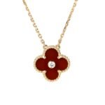 [Eternal Jewelry]CLOVER 15MM DIAMOND CARNELIAN NECKLACE - 图片 2