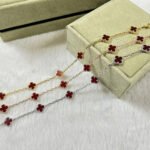 [Eternal Jewelry]CLOVER 6 MOTIF RED AGATE BRACELET - 图片 2