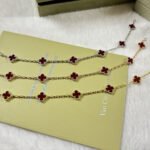[Eternal Jewelry]CLOVER 6 MOTIF RED AGATE BRACELET - 图片 3