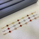 [Eternal Jewelry]CLOVER 6 MOTIF RED AGATE LASER BRACELET - 图片 2