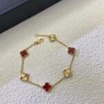 [Eternal Jewelry]CLOVER 6 MOTIF RED AGATE LASER BRACELET - 图片 3