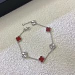 [Eternal Jewelry]CLOVER 6 MOTIF RED AGATE LASER BRACELET