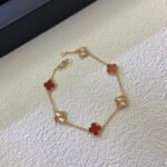 [Eternal Jewelry]CLOVER 6 MOTIF RED AGATE LASER BRACELET - 图片 4