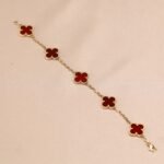 [Eternal Jewelry]CLOVER 5 MOTIFS RED AGATE  BRACELET - 图片 12