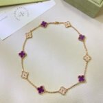 [Eternal Jewelry]CLOVER 10 MOTIFS  PURPLE VIOLET DIAMOND NECKLACE - 图片 2