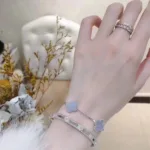 [Eternal Jewelry]CLOVER  5 MOTIF PURPLE CHALCEDONY BRACELET SILVER - 图片 3
