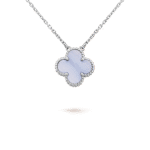 [Eternal Jewelry]CLOVER 15MM BLUE CHALCEDONY NECKLACE SILVER