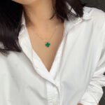 [Eternal Jewelry]CLOVER 15MM MALACHITE SINGLE FLOWER  NECKLACE - 图片 9